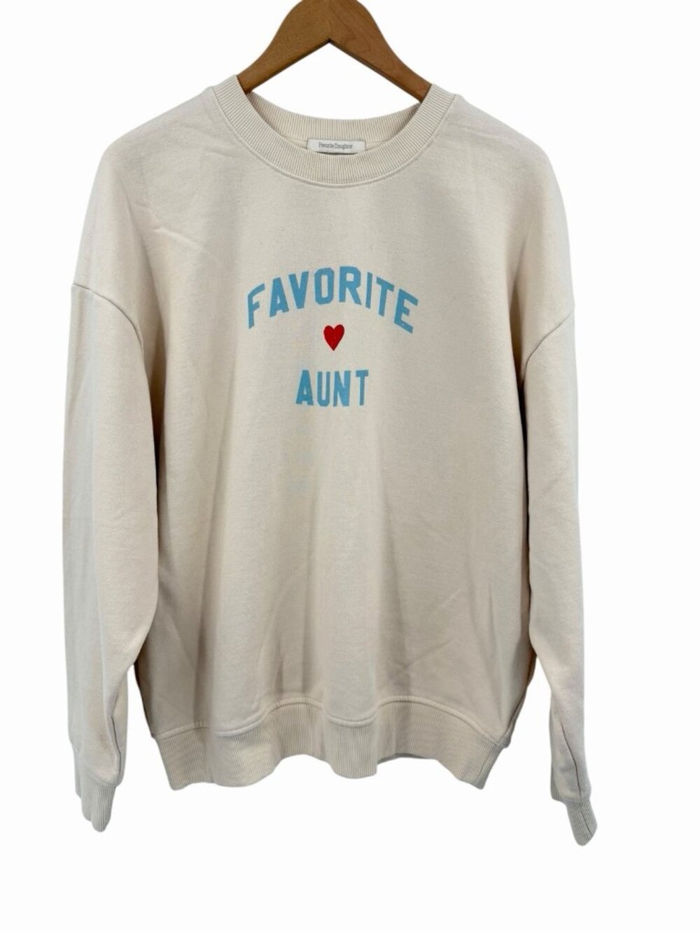 FAVORITE DAUGHTER Women's Ivory Screenprint "Favorite Aunt" Sweatshirt L/XL